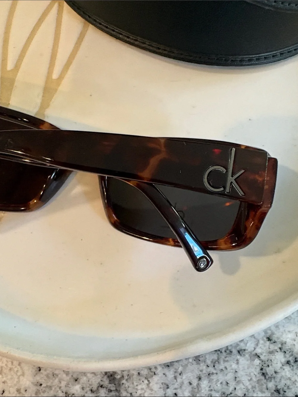 Calvin Klein rectangle tortoiseshell sunglasses